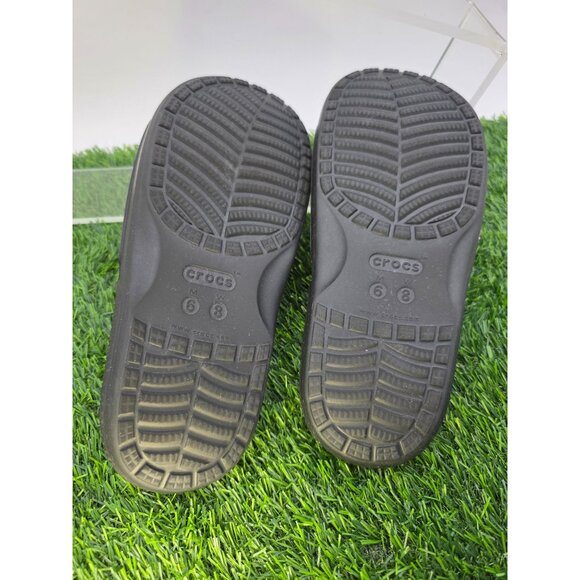 Crocs Classic Slide Sandals Size Black With Rainbow Design Mens sz 6 Womens sz 8 - Picture 4 of 5